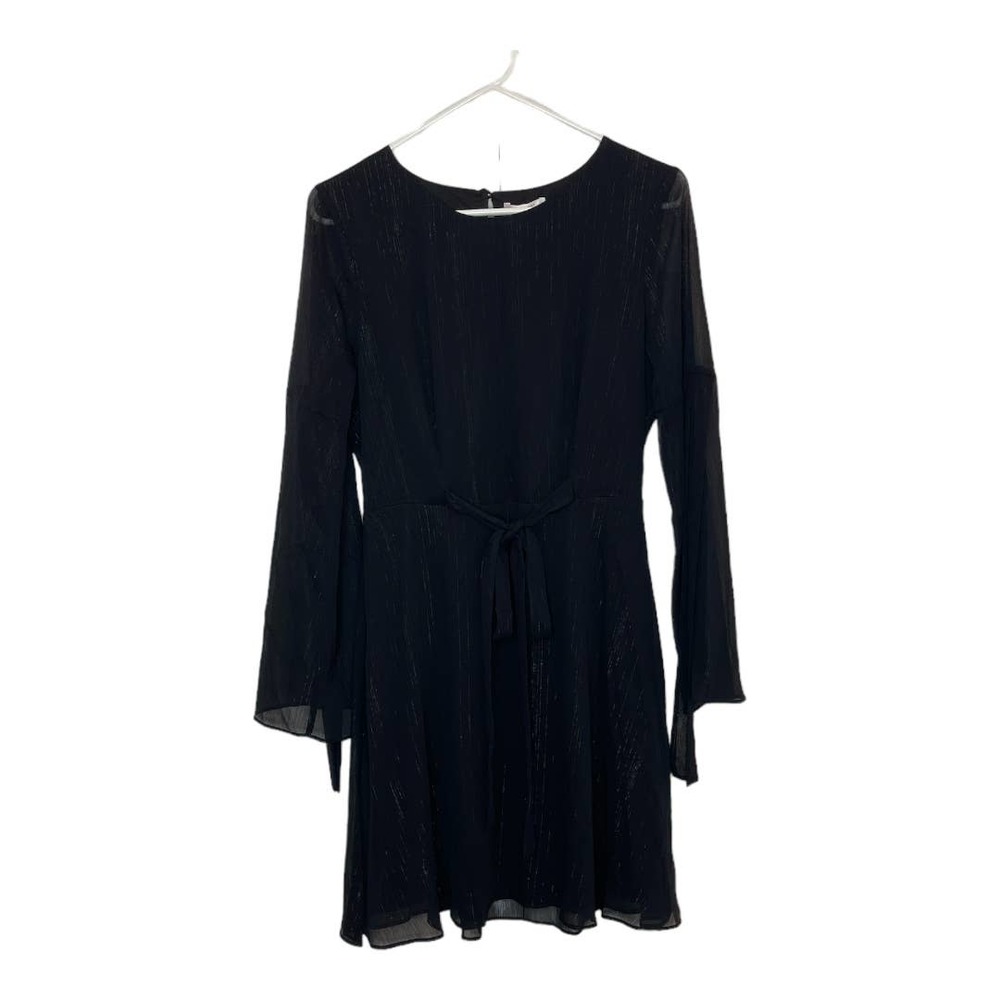 LC Lauren Conrad New w Tag Black Botanical Blooms Sheer Sleeve Dress Size Small